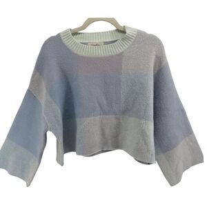 Y2K 90s Jessica Simpson Women's M Sweater Cropped‎ Pastel Colorblock Softgirl
